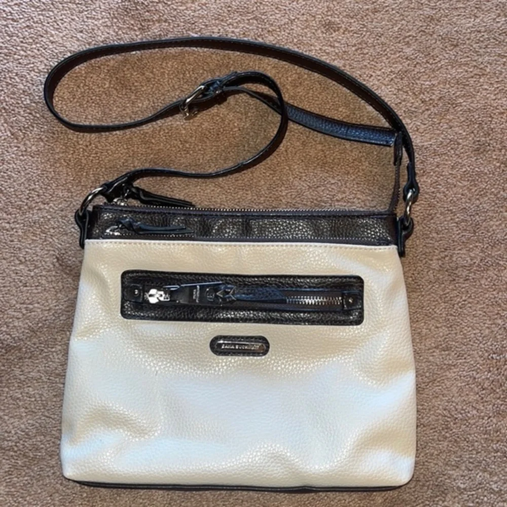 Dana Buchman Faux Leather Crossbody Bag White & Black